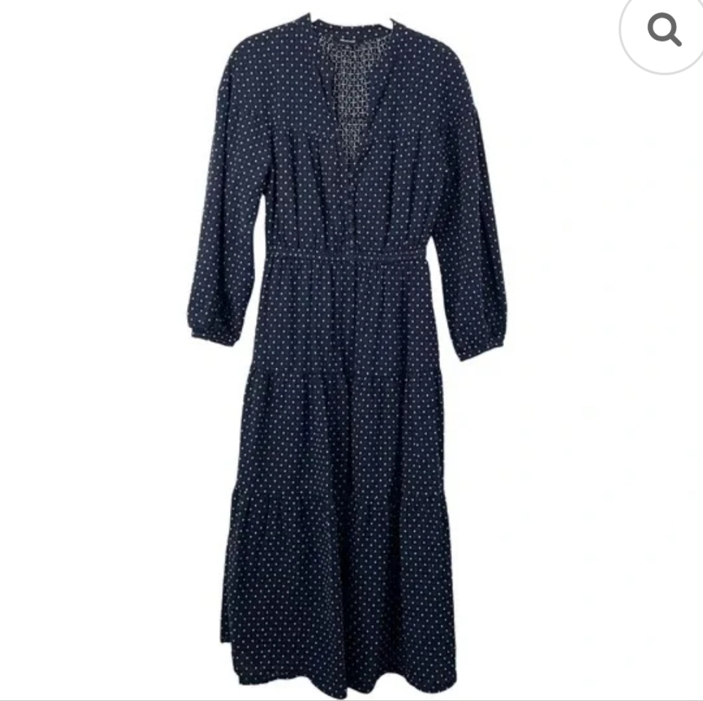 Dobby Tiered V-Neck Midi Dress - Picture 2 of 15
